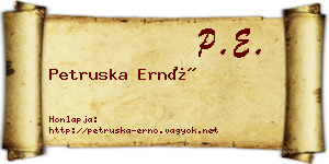 Petruska Ernő névjegykártya