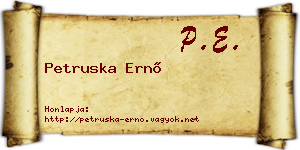 Petruska Ernő névjegykártya